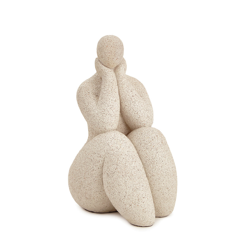 Escultura Mulher mão no rosto em Poliresina Off-White