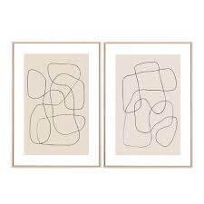 Kit 2 Quadros Emaranhado de Linhas em Canvas