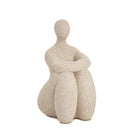 Escultura Mulher Braços Joelho em Poliresina Off White 19 x 11 x 12cm