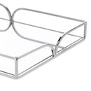 Conjunto de Bandejas Decorativas com Espelho e Estrutura em Metal Prateado – 2 Peças