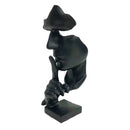 Escultura em Resina Preta Rosto Silêncio