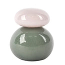 Vaso de Vidro Cinza com Tampa Rosa Oval