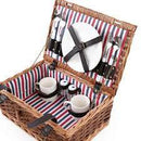 Cesta de piquinique para 2 pessoas bambu 16x36x26cm 12pçs