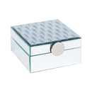 Caixa de espelho com pedronagem geometrica na tampa puxador pedra rosa 15 x 8,5 x 16cm