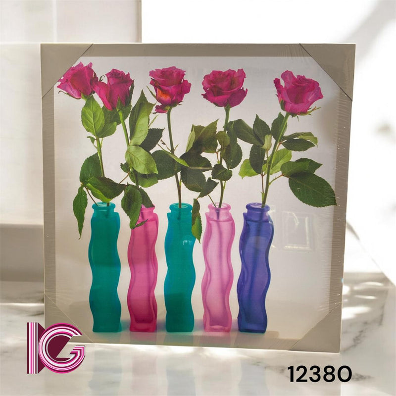 TELA IMPRESSA VASOS ROSAS PINK 40x40x3cm