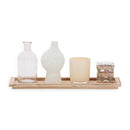 Kit com minivasos variados e bandeja de madeira- cores neutras 5 peças