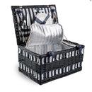 Cesta de piquinique para 4 pessoas térmica 24 peças 23,5cm x 46cm x 31cm