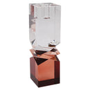 Castiçal decorativo em vidro transparente e rosê