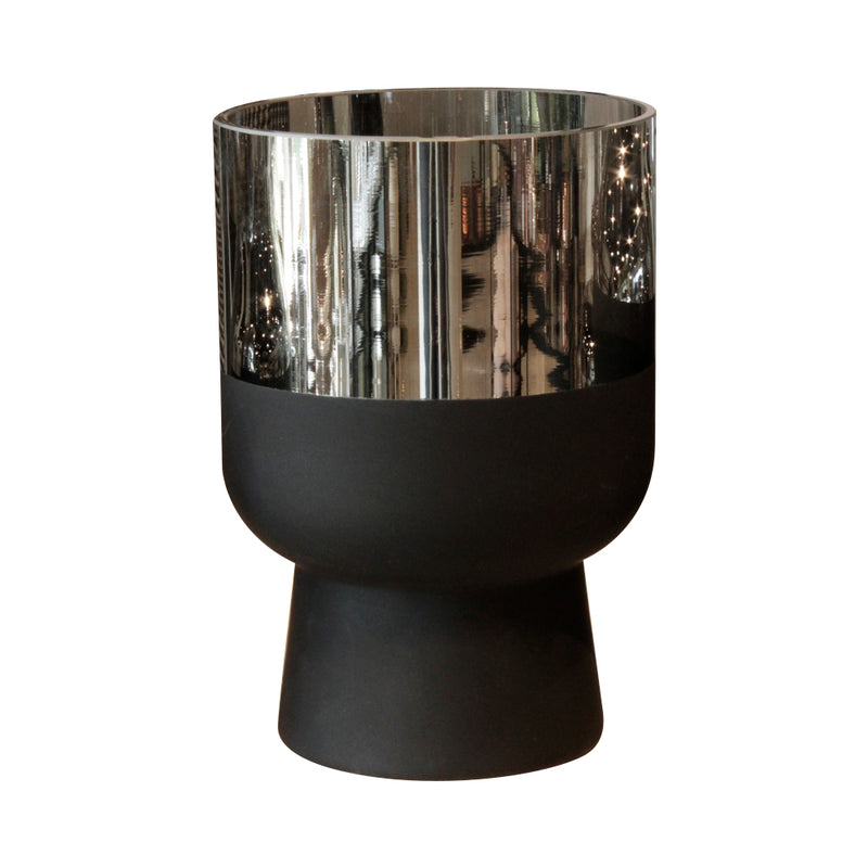 Vaso de Vidro Metalizado Prata e Preto - P