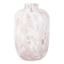 Vaso de Vidro Pintado Branco, Rosa e Transparente - G