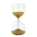 Ampulheta em vidro com bolinhas douradas 8cm x 16cm