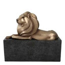 Escultura Leão Dourado em Poliresina com Base Preta