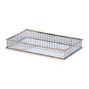 Bandeja Retangular em Vidro Com Espelho e Bordas Metal Dourado 28cm18cmX4cm