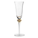 Taça de Champagne de Vidro Com Detalhes em Strass e Ouro 9cm x 24cm