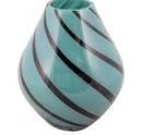 Vaso de Vidro Azul com Listras Pretas