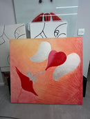 Quadro Acrílico + Pastel Seco sobre Canvas "Pipa ao Pôr do Sol" de Isabel Granha