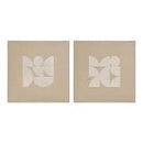 Kit de Dois Quadros em Linho Texturizado com Pintura Geométrica