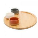 Conjunto de petisqueira e bandeja redonda 4 peças - 33 x 25 x 4cm