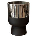 Vaso de Vidro Metalizado Prata e Preto - G