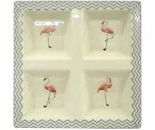 PETISQUEIRA DE CERAMICA  FLAMINGOS 23CM X 23CM X 3,6CM