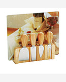 Conjunto de facas para queijo com suporte e tabua de vidro