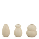 Kit minivasos em ceramica bege  3- peças 10cm x 14cm x 10cm