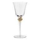 Taça de vinho de vidro com detalhe em strass e ouro 24cm x 9cm