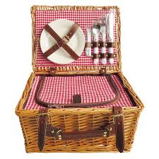 Cesta de piquenique para 2 pessoas bambu natural 20x35x25cm 12pçs