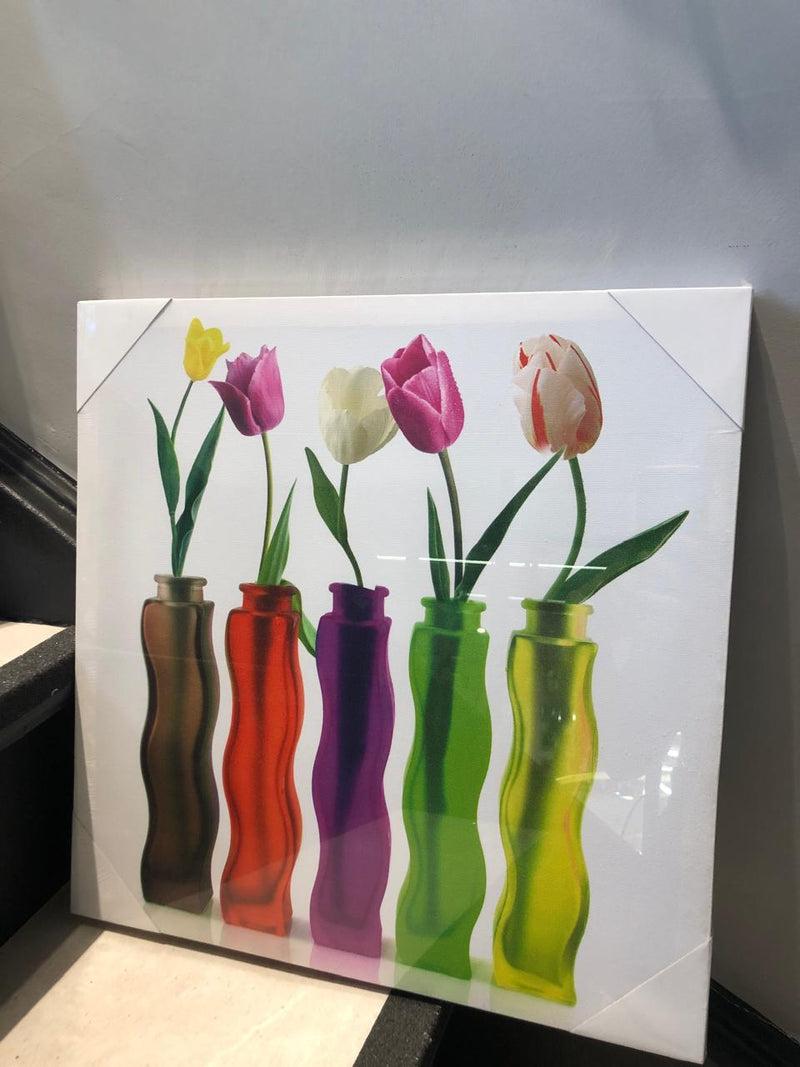 TELA IMPRESSA VASOS TULIPASFECHADAS 40x40x3cm