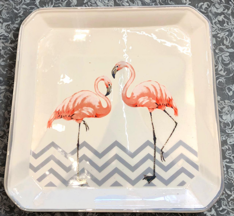 Prato CerÂmica Quadrado Flamingo G 28,5cmX38,5cm